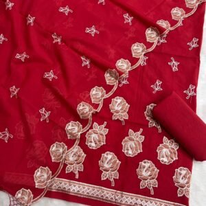 Mul chanderi applique suit