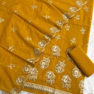 mul chanderi embroidered suit