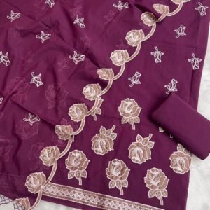 mul chanderi applique embroidery suit